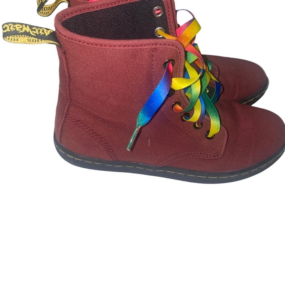 Dr Martens shoreditch Burgundy Canvas Boots size 7 doc hi shoes